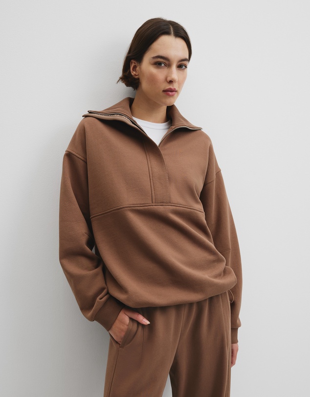 Country Road - Australian Cotton Zip Neck Placket Sweat