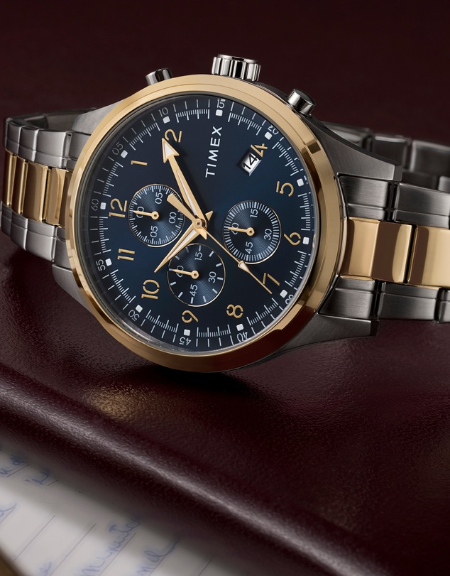 TIMEX - Men's Dress Chronograph 43mm Stainless Steel Bracelet Watch