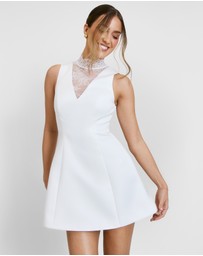 Six Stories - Lace High Neck A-line Mini Dress