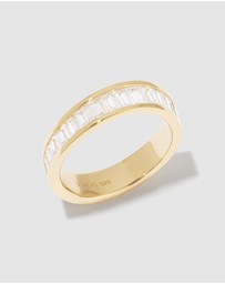 Wanderlust + Co - Pave Baguette 14K Gold Vermeil Ring