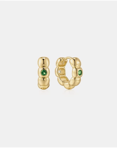 Ania Haie - Ania Haie Gold Reversible Puffy Huggie Hoop Earrings