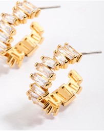 Lovisa - Gold Plated Organic Cubic Zirconia Baguette Hoop Earrings