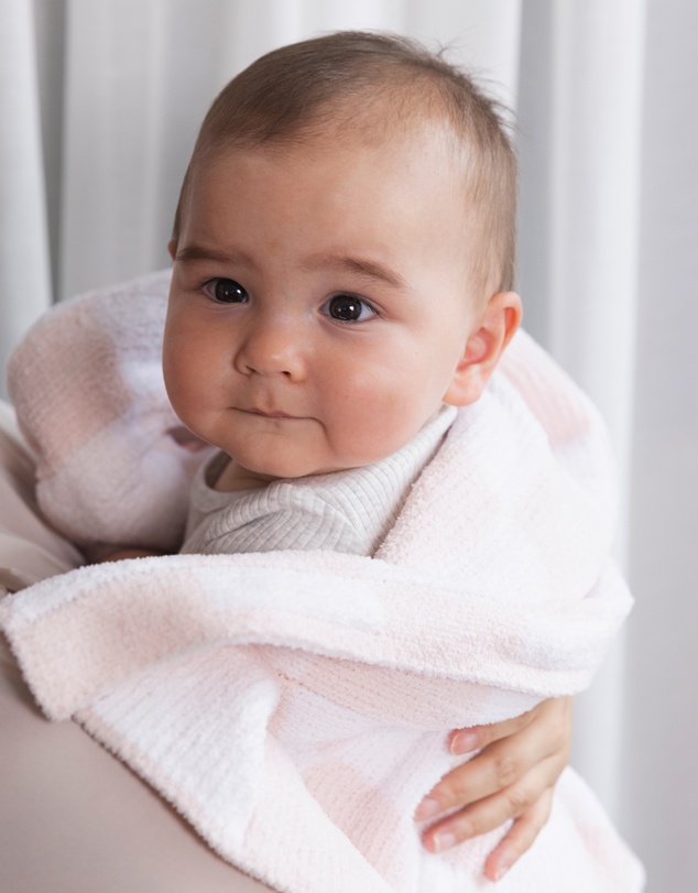 Living Textiles - Chenille Blanket - Checkered Pink
