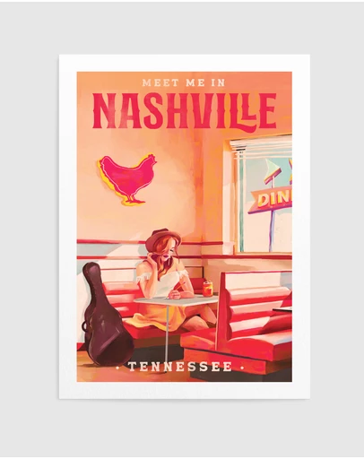 Olive et Oriel - Nashville Tennessee Redhead Music Poster by The Whiskey Ginger Art Print