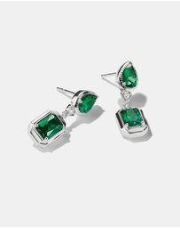 THOMAS SABO - THOMAS SABO Stud Earrings with Green Octagon Stones Silver