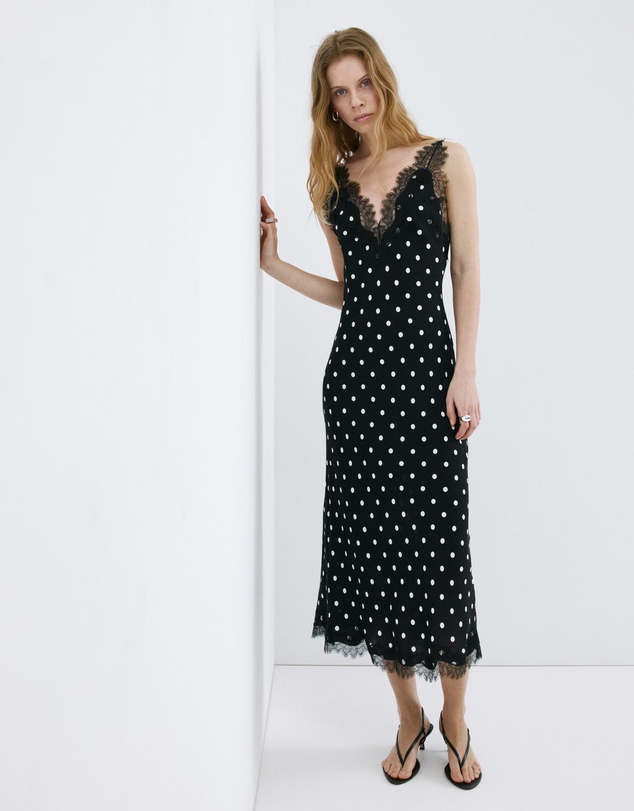 M.N.G - Polka Dot Dress With Lace Detail