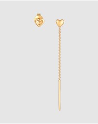 Elli Jewelry - Earrings Stud Set Heart Studs in 925 Sterling Silver Gold Plated