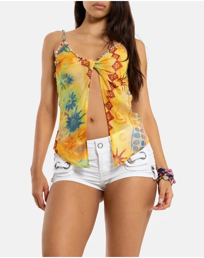 Jaded London - Multi Colour Button Trim Top