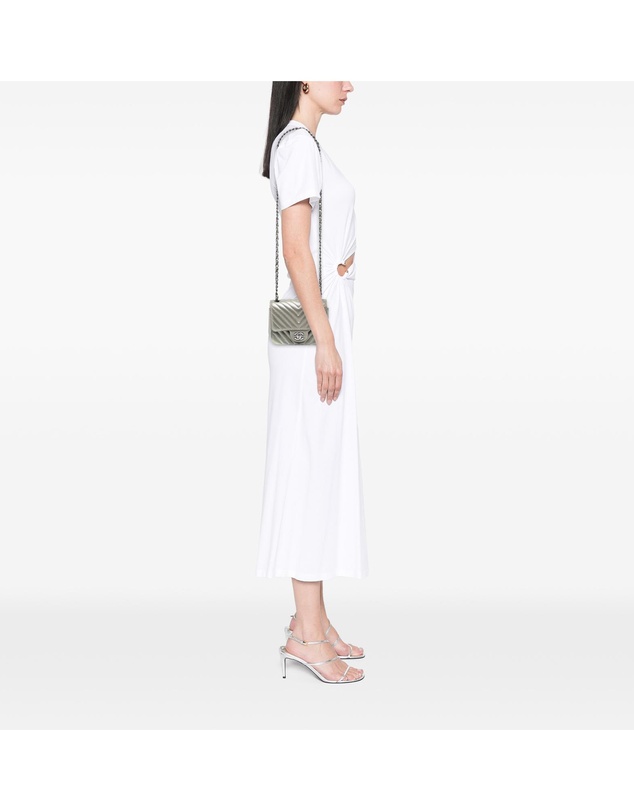 Pre-Loved by Azura Reborn - Pre-Loved Mini Square Classic Chevron Iridescent Calfskin Single Flap