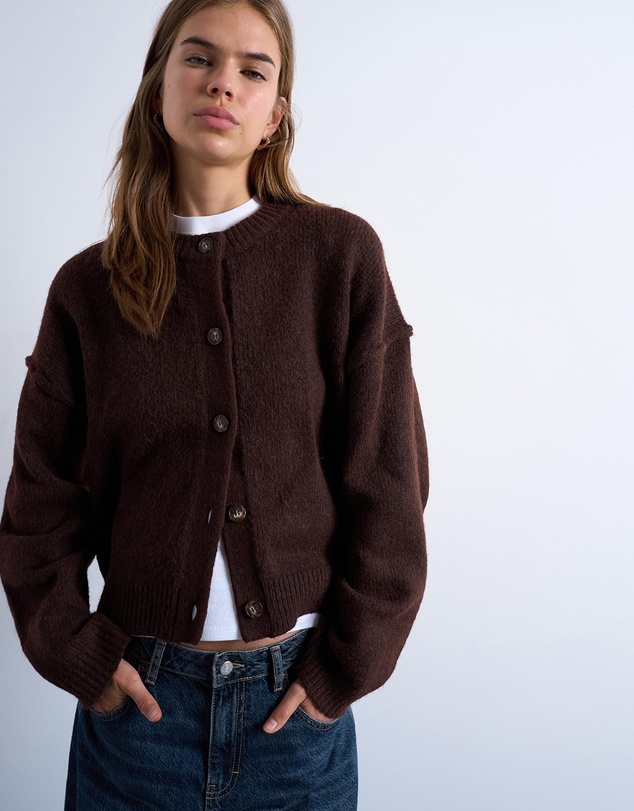 TOPSHOP - Knitted Exposed Seam Relaxed Cardigan