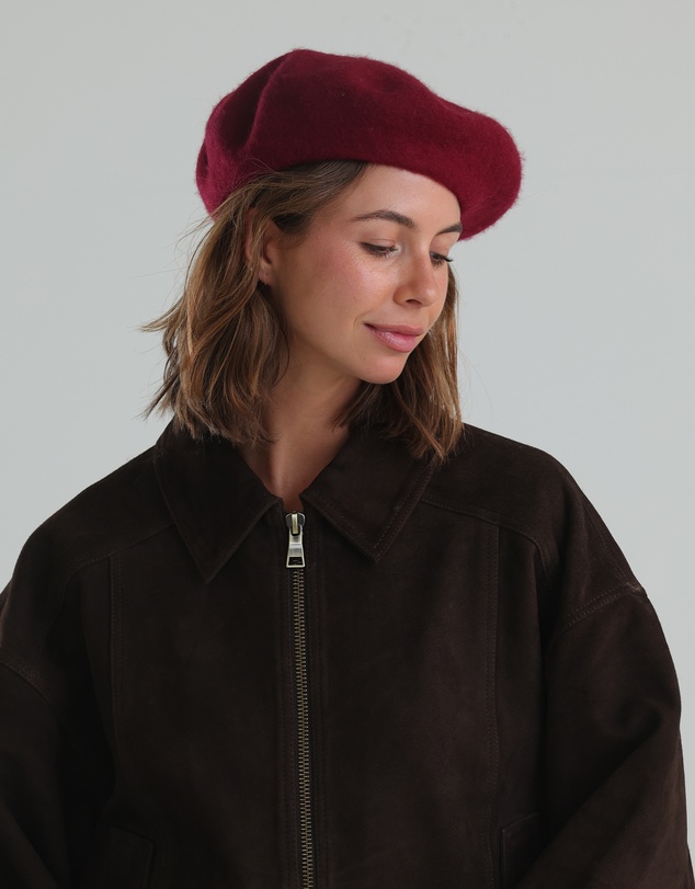 Morgan & Taylor - Lisa Wool Beret in Burgundy Red