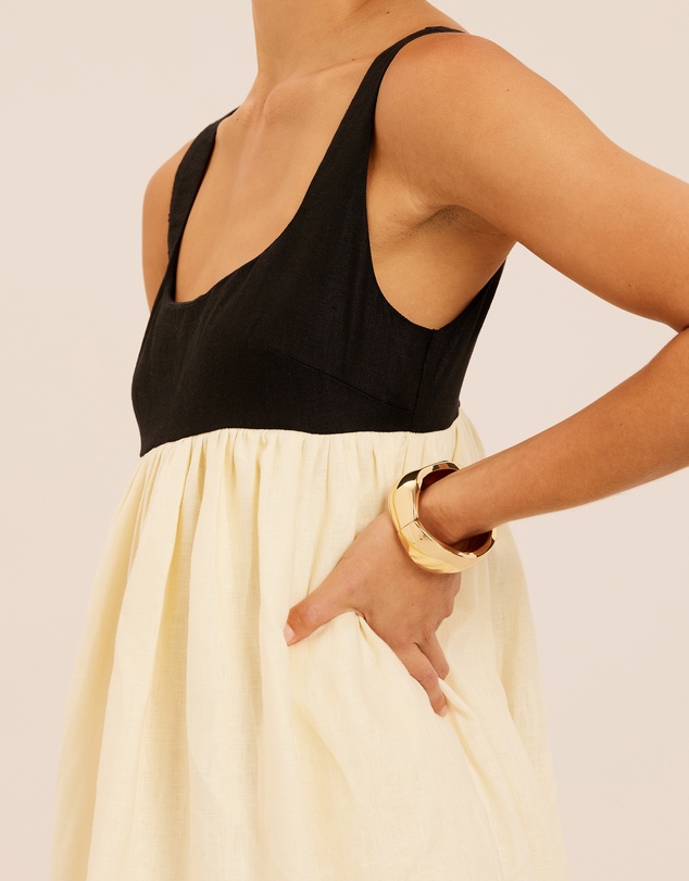 AERE - Delilah Gathered Linen Mini Dress