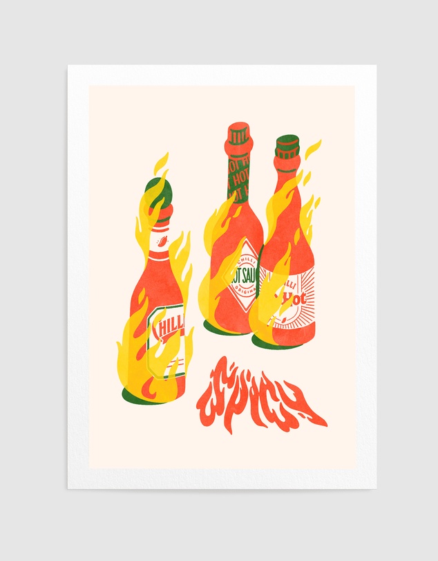 Olive et Oriel - Spicy Hot Sauces by Arte Koola Art Print