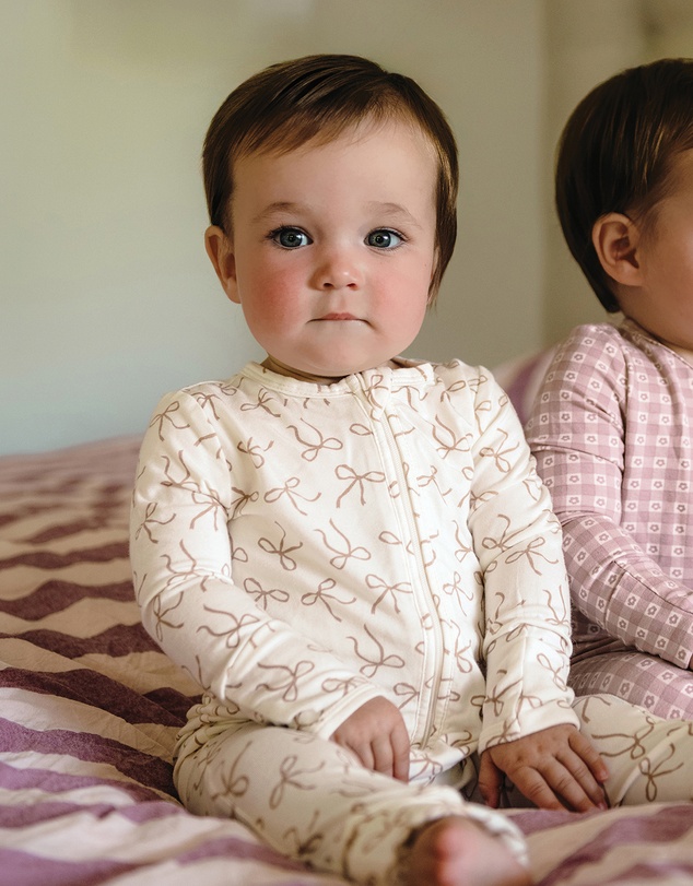 Kynd Baby - Day Or Night Onesie in Ivory Bow