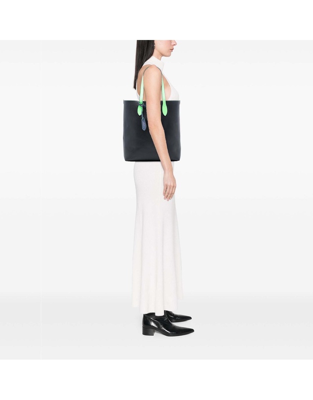 Pre-Loved by Azura Reborn - Pre-Loved Grained Leather and Haymarket Check Coated Canvas Reversible North South Tote