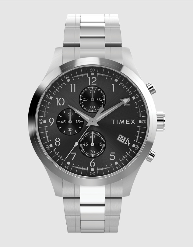TIMEX - Men's Dress Chronograph 43mm Stainless Steel Bracelet Watch 