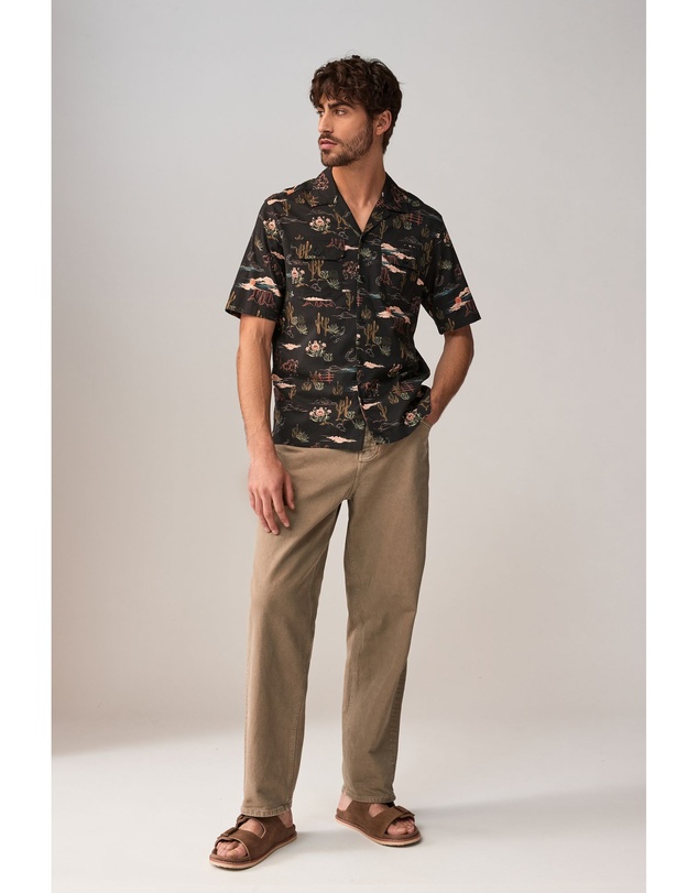 NEXT - Western Style Printed Short Sleeve Shirt With Cuban Collar