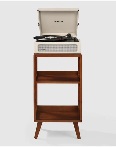 Crosley - Crosley Voyager Bluetooth Portable Turntable + Crosley Asheville Stand Bundle - Dune