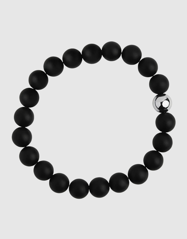 Najo - Apollo Men's 10mm Onyx & Steel Elasticised Bracelet