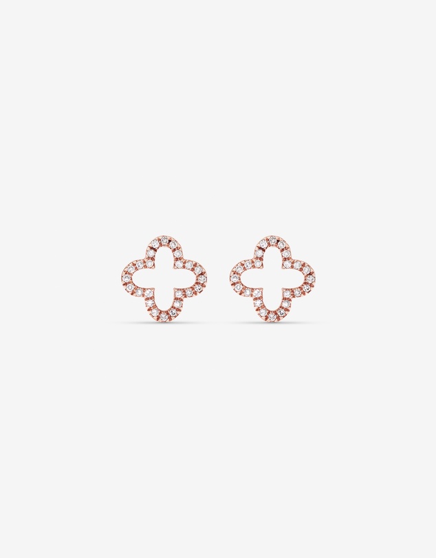 Michael Hill - 4 Leaf Clover Stud Earrings With Diamonds In 10kt Rose Gold