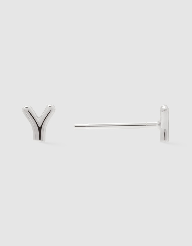 Wanderlust + Co - Alphabet Bubble Silver Stud Earrings - Letter Y