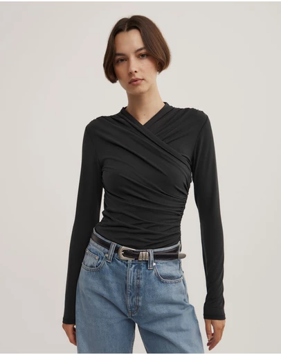 Witchery - Wrap Long Sleeve Jersey Top