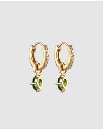 Elli Jewelry - Earrings Creole with Oval Zirconia 925 Sterling Silver Gold-plated
