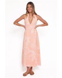 Petal & Pup - Sierra Wrap Midi Dress - Peach Floral