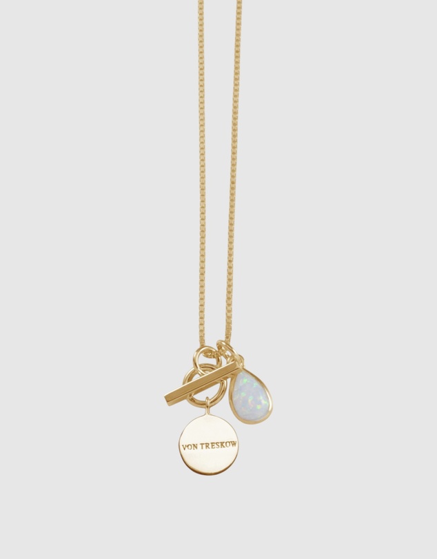Von Treskow - Box Chain Necklace with Pear Czelline Opal