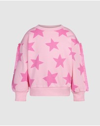 Rock Your Kid - Pink Star Funky Fringe Sweatshirt