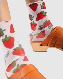 High Heel Jungle - Retro Sheer Strawberry Fields Sock