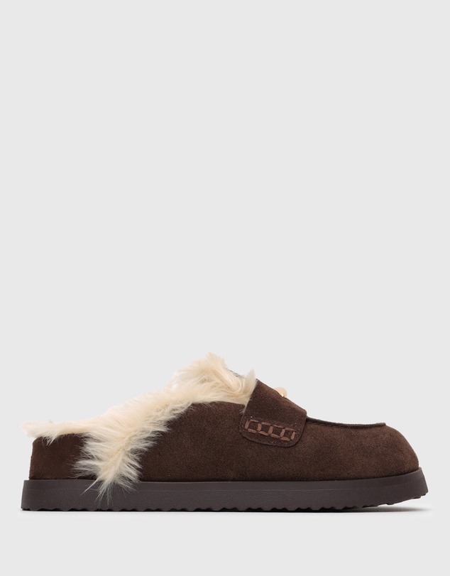 Betts - Toby Suede Leather Fur-Lined Mules