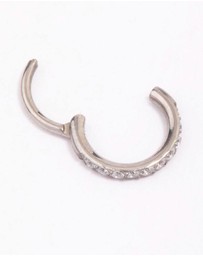 Lovisa - Titanium Single Half Cubic Zirconia Clicker Ring 6mm
