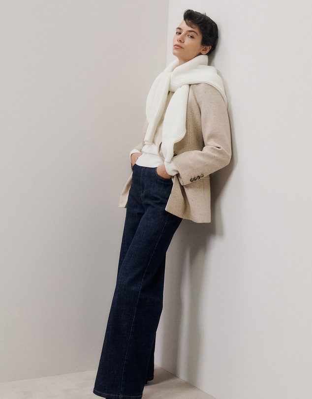 Trenery - Italian Wool Blend Flecked Blazer in Oat Marle