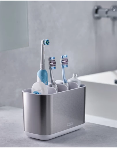 Joseph Joseph - EasyStore™ Steel Large Toothbrush Caddy (White)