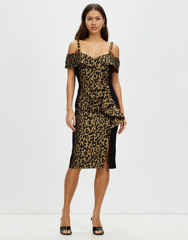 Pink Ruby - Leopard Love Off Shoulder Dress