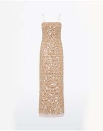Carla Zampatti - Pale Gold Linear Sequin Gown