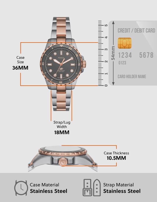 Fossil - Fossil Blue Dive Two Tone Analogue Watch