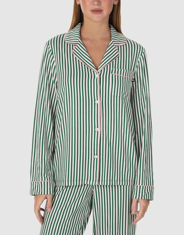 Kate Spade - Printed Jersey Button Up Long Sleeve Long Pyjama Set