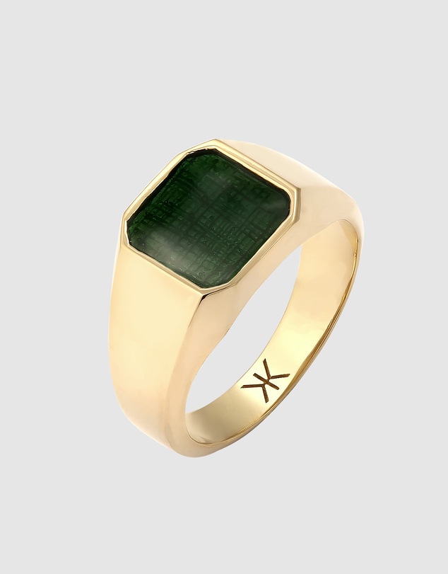 Kuzzoi - ICONIC EXCLUSIVE - Enamel Signet Ring in Gold-Plated 925 Sterling Silver