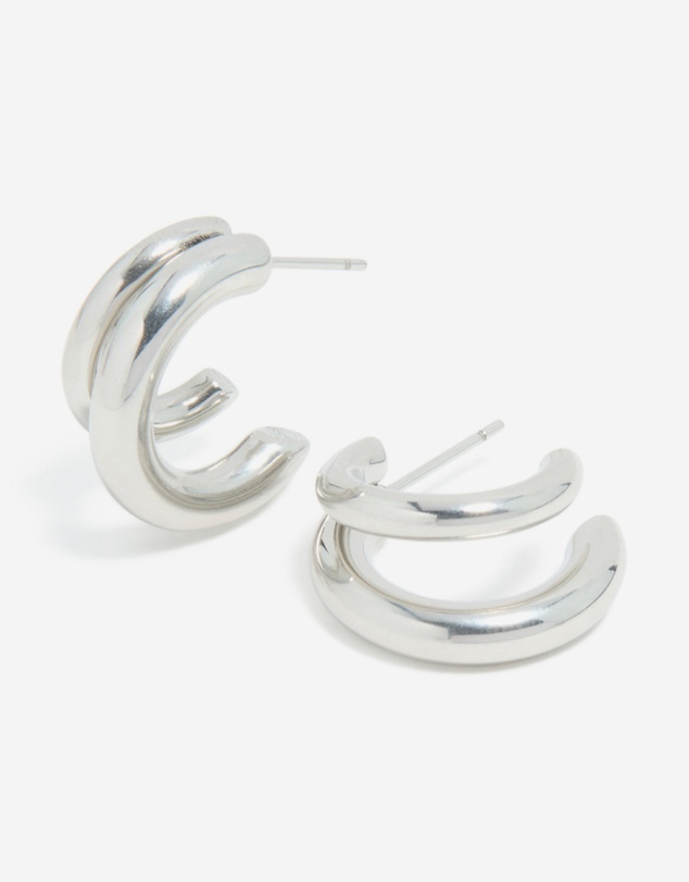 Lovisa - Waterproof Stainless Steel Double Illusion Open Hoop Earrings