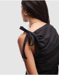 TOPSHOP - Poplin Ruched-Shoulder Sleeveless Top