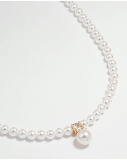 Lovisa - Gold Plated Pearl Cubic Zirconia Necklace