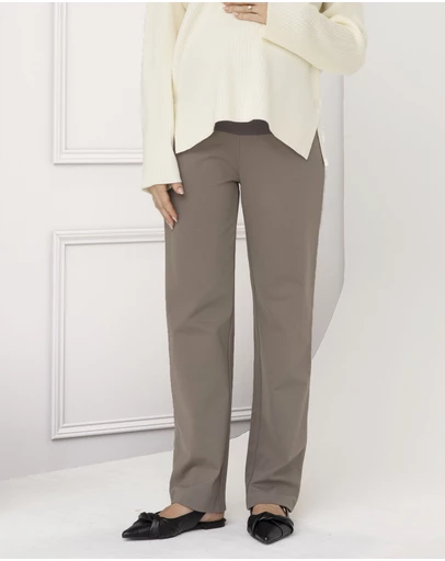 Angel Maternity - Steph Maternity Mid Waist Stretch Work Pants - Khaki