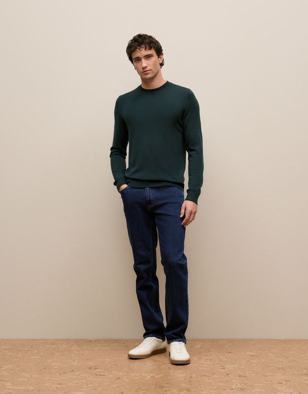 Trenery - Merino Classic Crew in Pine Green