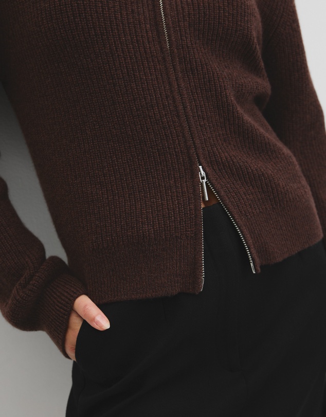 Country Road - Australian Cotton Wool Blend Zip Through Knit Cardigan