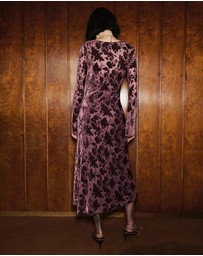 M.N.G - Floral Jacquard Dress With Bell Sleeves