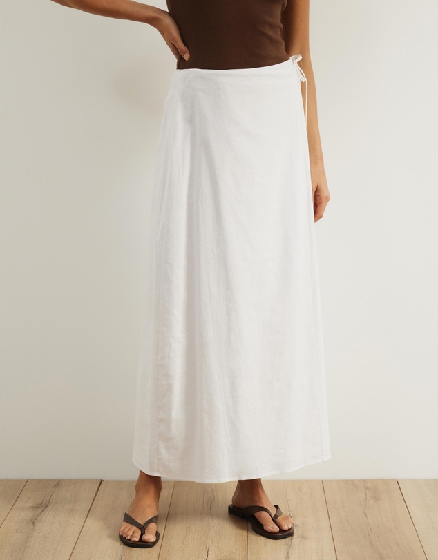 Atmos&Here - Hero Linen Blend Wrap Midi Skirt