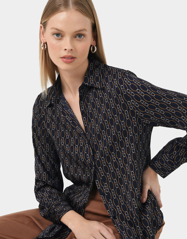 Forcast - Freya Chain Print Satin Blouse