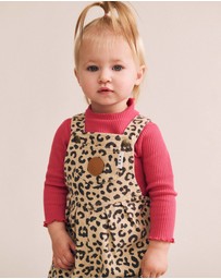 Huxbaby - Leopard Print Denim Overalls - Babies